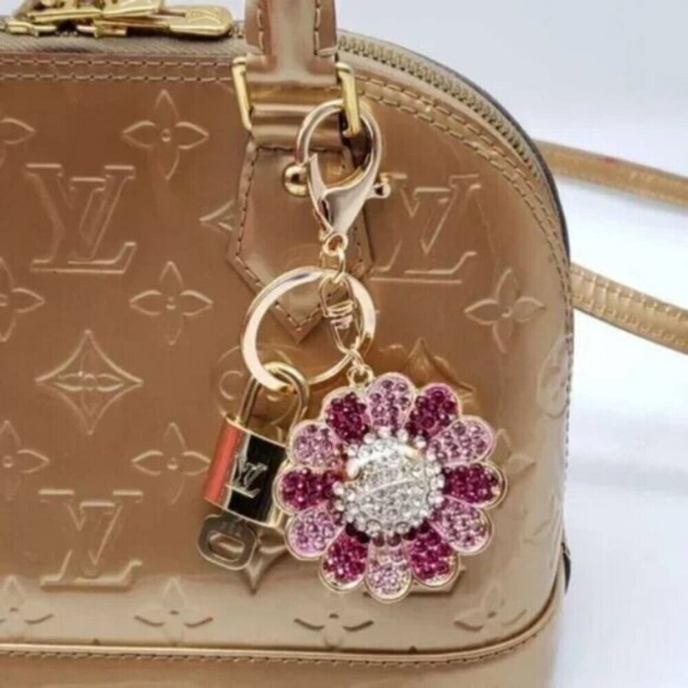 Authentic Louis Vuitton Gold Padlock & Key 🔒 LV Bag Charm w/ Unbranded Keychain - Picture 3 of 7